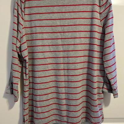 Liz Claiborne Gray and Red Stripe Top
