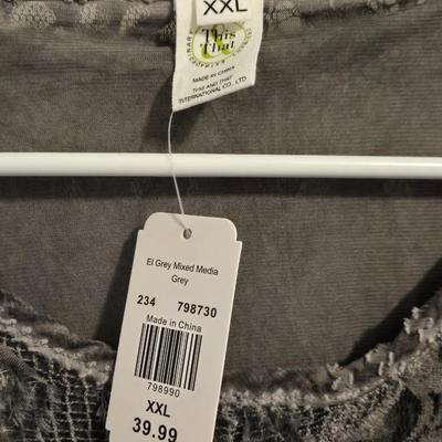 New with Tags Gray Lacy Top