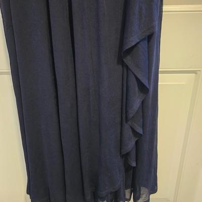 Navy Formal Dress with Beaded Shoulder Details
