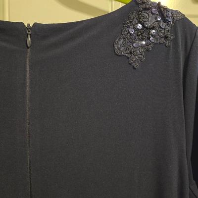 Navy Formal Dress with Beaded Shoulder Details