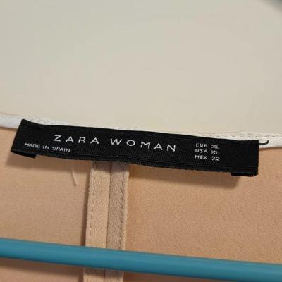 Zara Women Blush Tie Cinch Front Top