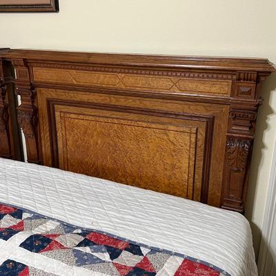 1897 ~ Five (5) Piece Oak Inlaid Solid Wood Double Twin Set ~ German ~*Read Details