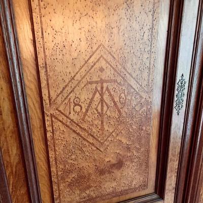 1897 ~ Five (5) Piece Oak Inlaid Solid Wood Double Twin Set ~ German ~*Read Details
