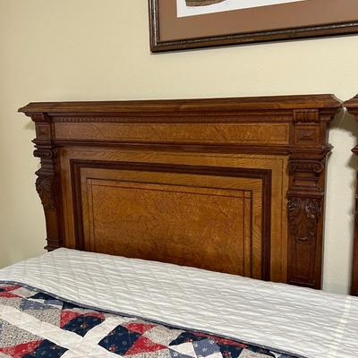 1897 ~ Five (5) Piece Oak Inlaid Solid Wood Double Twin Set ~ German ~*Read Details