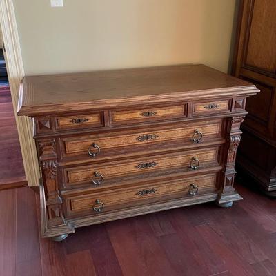 1897 ~ Five (5) Piece Oak Inlaid Solid Wood Double Twin Set ~ German ~*Read Details