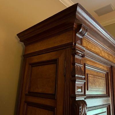 1897 ~ Five (5) Piece Oak Inlaid Solid Wood Double Twin Set ~ German ~*Read Details