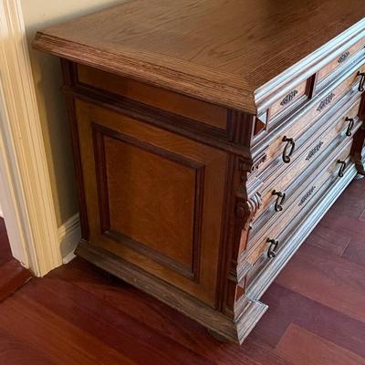 1897 ~ Five (5) Piece Oak Inlaid Solid Wood Double Twin Set ~ German ~*Read Details