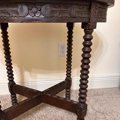 Pair (2) Solid Wood Antique Bobbin Leg Tables ~ South American (Chili)