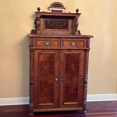 Solid Walnut Inlaid Cabinet ~ German
