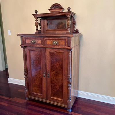 Solid Walnut Inlaid Cabinet ~ German