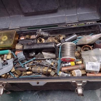 Toolbox and Contents includes Brass and Copper Plumbing Fittings
