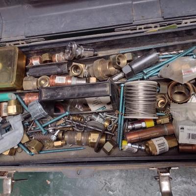 Toolbox and Contents includes Brass and Copper Plumbing Fittings
