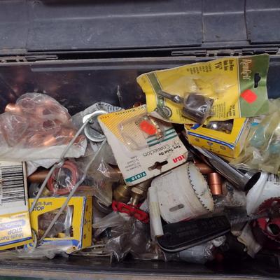 Toolbox and Contents includes Brass and Copper Plumbing Fittings