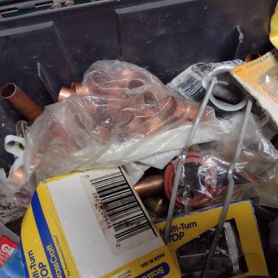 Toolbox and Contents includes Brass and Copper Plumbing Fittings
