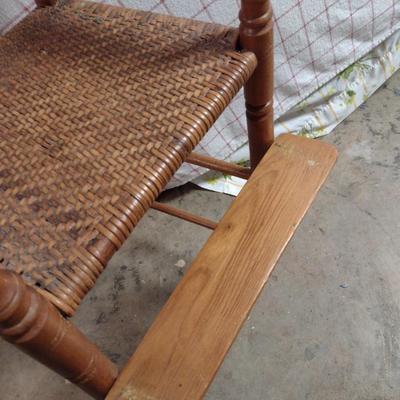 Vintage Wood Frame Rush Seat Child's Highchair