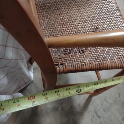 Vintage Wood Frame Rush Seat Child's Highchair
