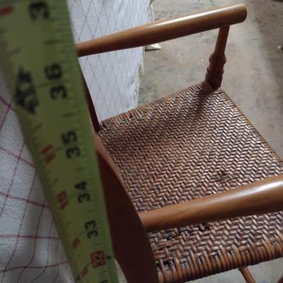 Vintage Wood Frame Rush Seat Child's Highchair