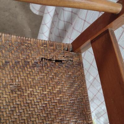 Vintage Wood Frame Rush Seat Child's Highchair