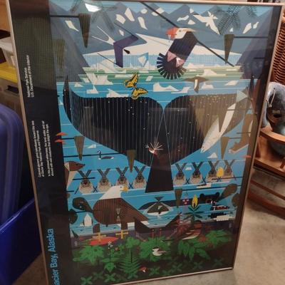 Colorful Framed Glacier Park, Alaska National Park Poster