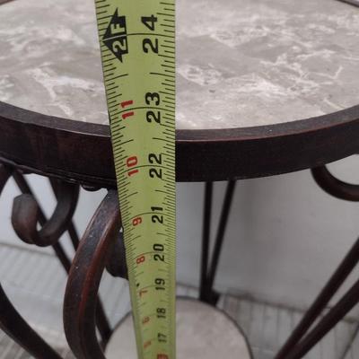 Wrought Metal Double Shelf Round Plant Stand