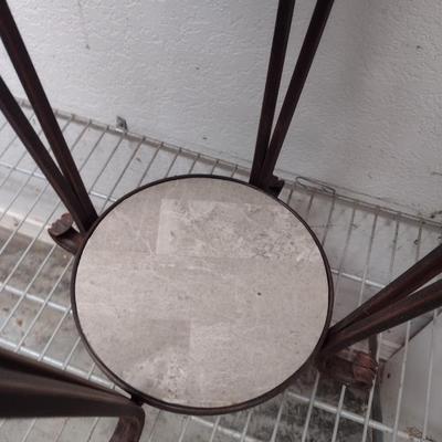 Wrought Metal Double Shelf Round Plant Stand