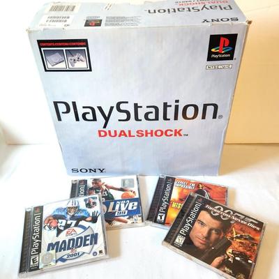 Lot #34 Sony Playstation Dual Shock w/4 games - works