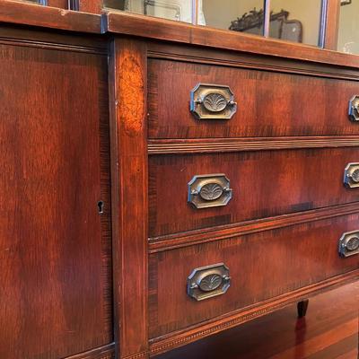 Mahogany Inlaid China Cabinet