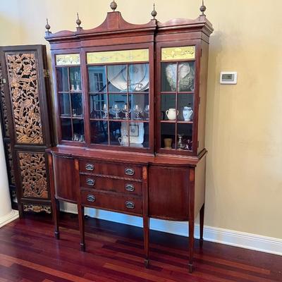 Mahogany Inlaid China Cabinet