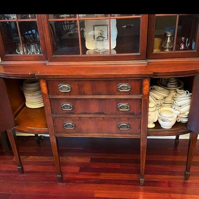 Mahogany Inlaid China Cabinet