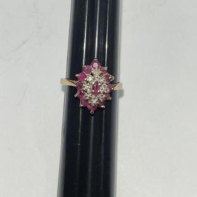 10K Yellow Gold Diamond & Ruby Ring