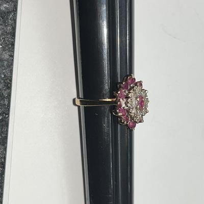 10K Yellow Gold Diamond & Ruby Ring