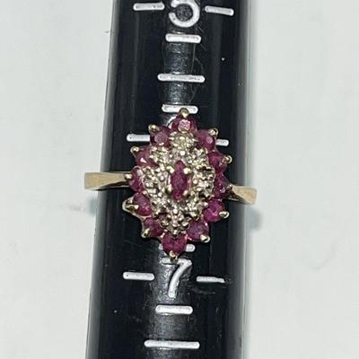 10K Yellow Gold Diamond & Ruby Ring
