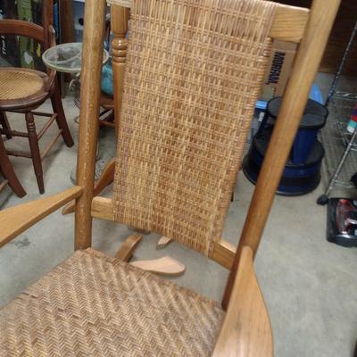 Wood Rocking Chair with Cane Seat and Back