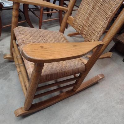 Wood Rocking Chair with Cane Seat and Back
