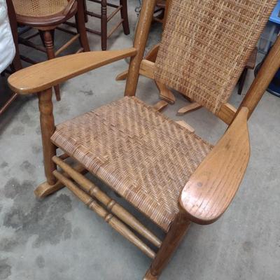 Wood Rocking Chair with Cane Seat and Back