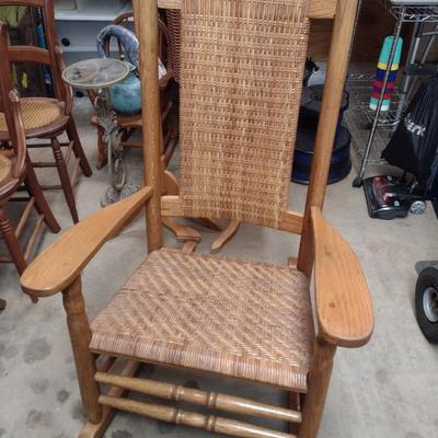 Wood Rocking Chair with Cane Seat and Back