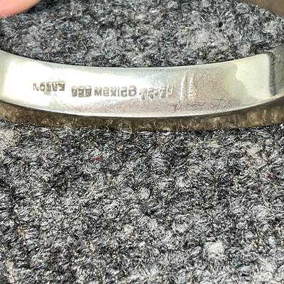 TAXCO Mexico T5-79 925 Silver Three Stipe Gold Detail Vintage Bangle Bracelet