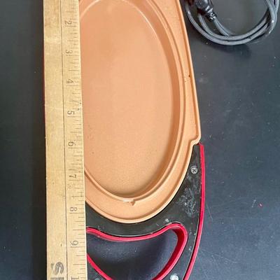 Red Copper 5 Minute Chef Electric Frying Pan Smokeless Non-stick Steak Grill Pan Pizza Pan