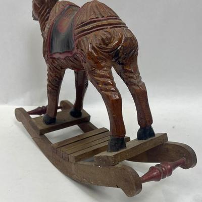 Large Wooden Carved Camel Rocking toy