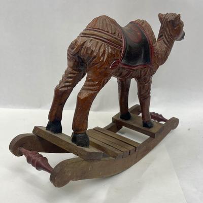 Large Wooden Carved Camel Rocking toy
