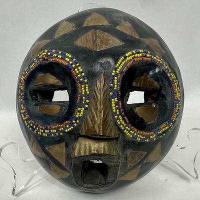 Primitive Carved Wooden Mask - Hand-painted