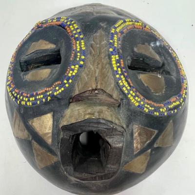 Primitive Carved Wooden Mask - Hand-painted