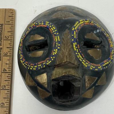 Primitive Carved Wooden Mask - Hand-painted