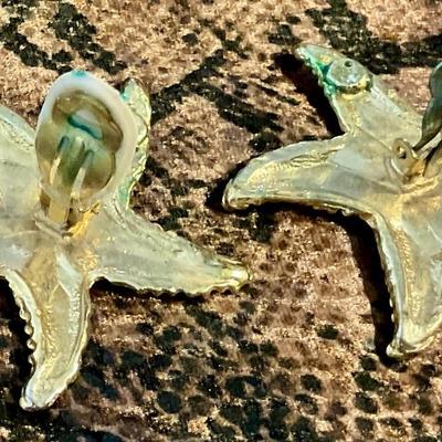 Starfish clip on earrings gold