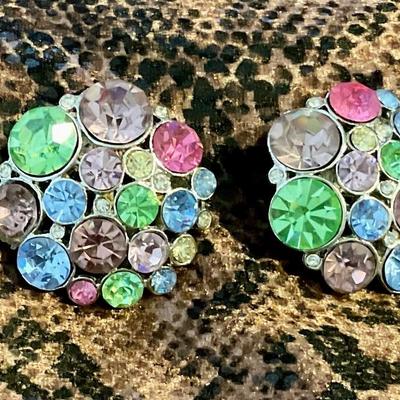 Two pair of rhinestone earrings, clip ons