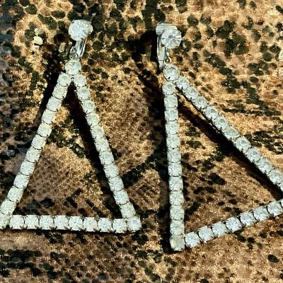 Two pair of rhinestone earrings, clip ons