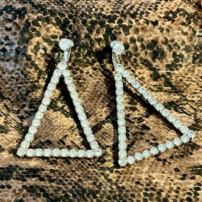 Two pair of rhinestone earrings, clip ons