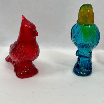Vintage Bird Figurine Lot - 3 glass perfume figural bottles, 1 Lennox Porcelain Figurine