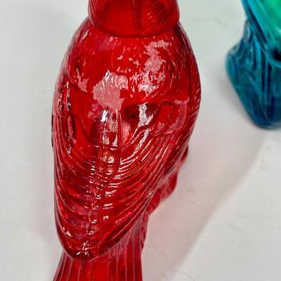 Vintage Bird Figurine Lot - 3 glass perfume figural bottles, 1 Lennox Porcelain Figurine