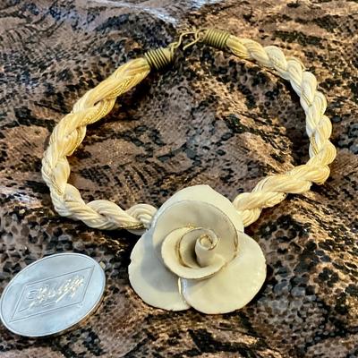 Choker with white rose, necklace